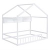 House Floor Bed, Wooden Playhouse Bed Frame With Fence And Roof, Storage Shelves, No Box Spring Required - 3 of 4