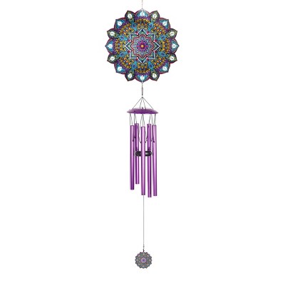 41" Metal Laser Cut Turquoise Starburst Wind Chime Spinner - Exhart