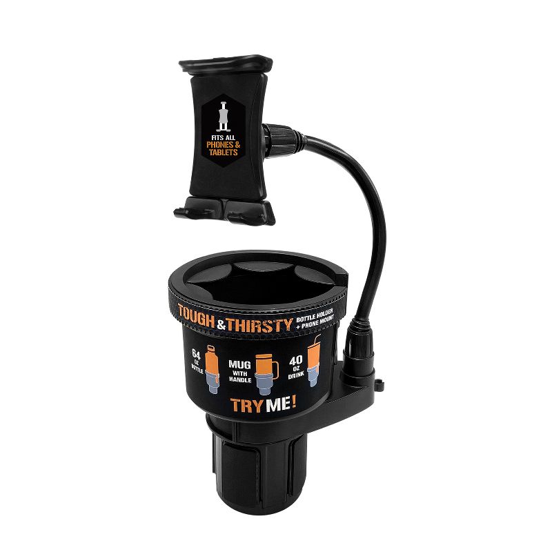 ToughTested® Tough and Thirsty Big Mouth Cupholder Mount with Universal Phone, GPS, and Tablet Grip, 5 of 7