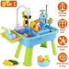 3 In 1 Kitchen Sink Toy with Electric Faucet Water Table, Fishing Game Role Play Sink Set Indoor Outdoor for Kids Aged 3+ Years Old - 4 of 4