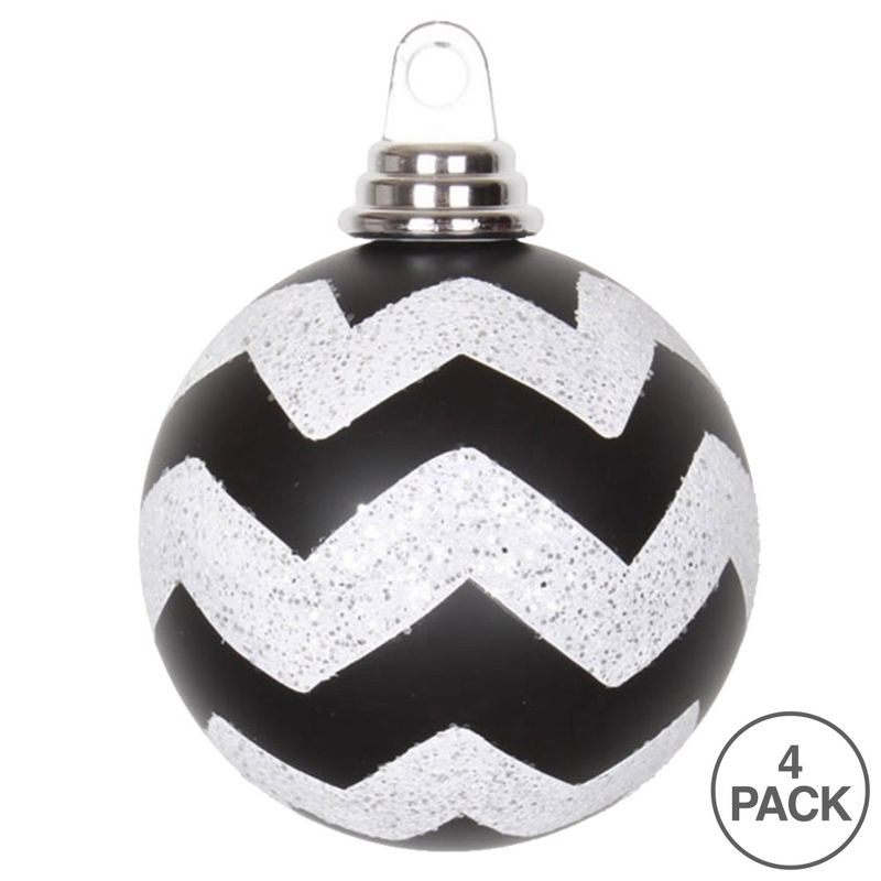 Vickerman Matte Chevron White and Black or Red Ball Christmas Ornament, 2 of 3