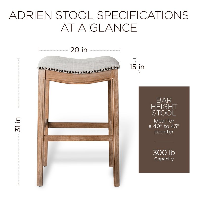 Maven Lane Adrien Upholstered Backless Saddle Kitchen Stool, Set of 4, 6 of 8