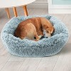 Precious Tails Super Lux Shaggy Fur Cuddler Cat and Dog Bed - L - Blue - 3 of 4