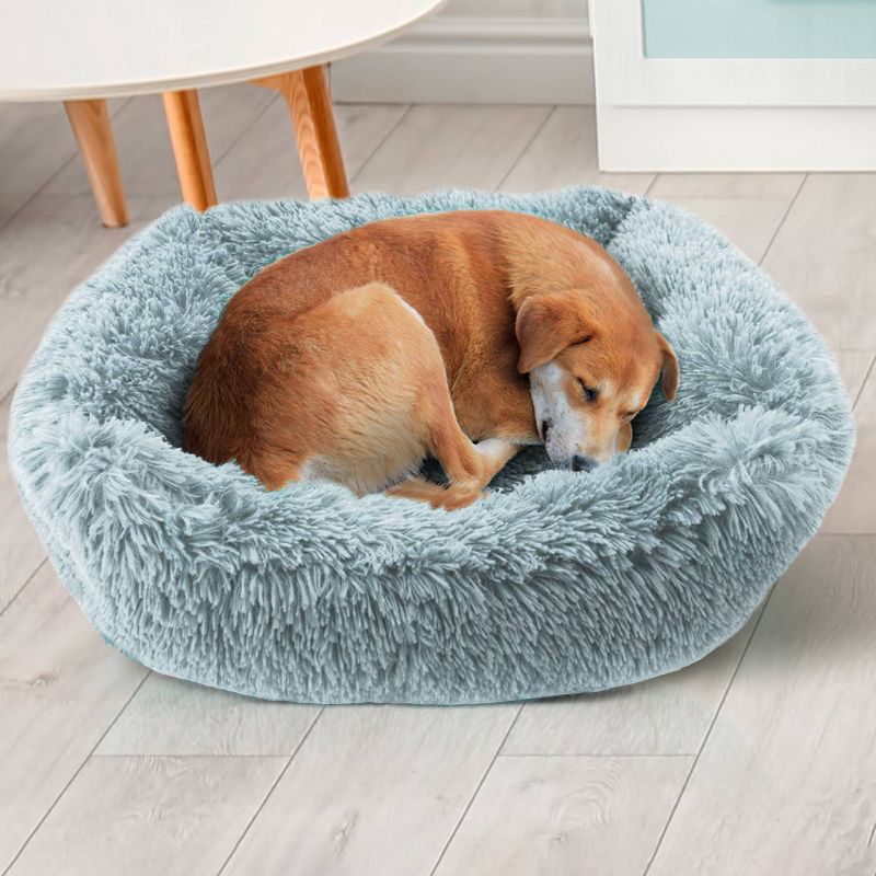 Precious Tails Super Lux Shaggy Fur Cuddler Cat and Dog Bed - L - Blue, 4 of 6