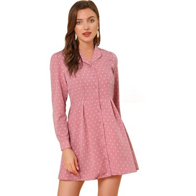 Allegra K Women's Peter Pan Collar Polka Dot A-Line Dress - Short Sleeve