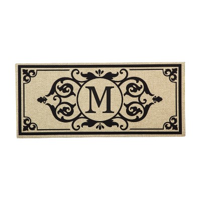 Evergreen Flag Cambridge Letter M Monogram Burlap Sassafras Switch Mat - 22" Long x 10" High