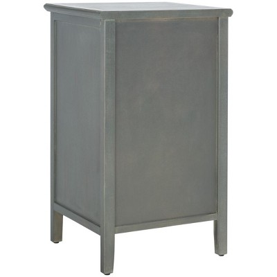 Transitional Ash Grey Elm Wood Nightstand with Glass Storage