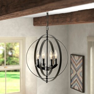 Rennnsan Isomere 15"W 4-Light Geometric Mid-Century Modern Dimmable Chandelier in Black - 1 of 4