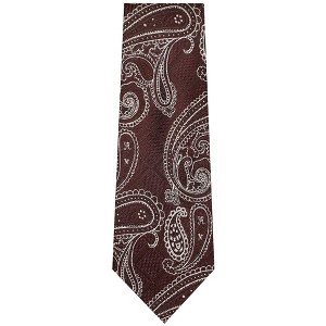 TheDapperTie Men's Burgundy And White Paisley Necktie with Hanky - 1 of 3