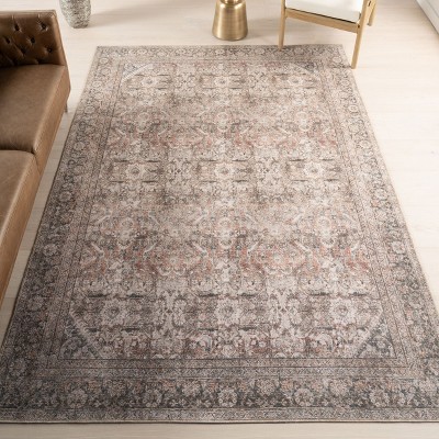 Hillstone Brown Rectangular Synthetic Vintage Medallion Area Rug
