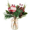 The Lakeside Collection Christmas Poinsettia Evergreen and Pink Candy Vase With Fairy Lights - 2 of 2