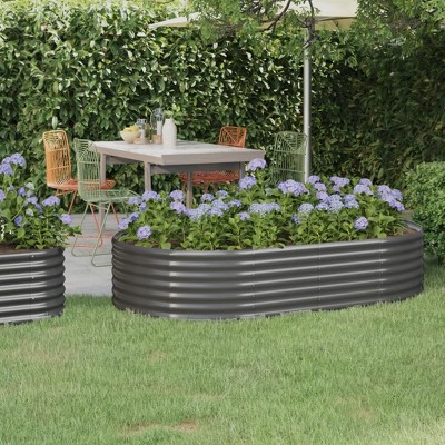 vidaXL Garden Raised Bed PP Anthracite 16.9"x16.9"x13.8"