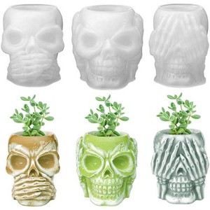 JDICTION 3 Set Skull Storage Box Resin Molds - 3D Skull Silicone Jar for Epoxy Casting, Candlestick, Container, Pen Holder & Halloween Crafts - 1 of 4