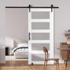VEVOR Barn Door and Hardware Kit, 42" x 84" Wood and Glass Sliding Barn Door,Barn Door Kit with 8-in-1 Floor Guide and Door Handle,White&Black - 2 of 4
