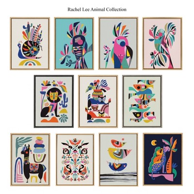 Abstract Animal Print on Canvas with Brown Frame, 27" x 22"