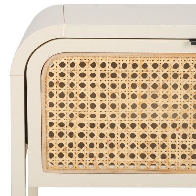 Yunis White and Natural Rattan 1-Drawer Nightstand