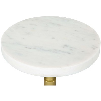 White Marble and Gold Metal Round Accent Table