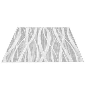 Faux Wool Modern Stripe Pattern Printed Area Rug with Ultra Thin Low Pile Machine Washable Stain Resistant Pet Friendly Non Shedding Non Slip Carpet - 1 of 4