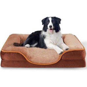 VisioGear Pet Beds, 35-inch Orthopedic Dog Bed, Egg-Crate Dog Couch Bed with Washable Removable Cover, Brown, 35"*25"*6.4" - 1 of 4