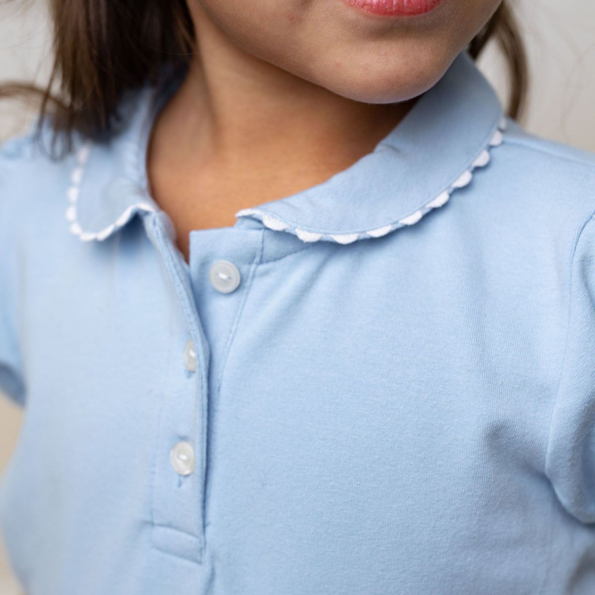 Hope & Henry Girls' Puff Sleeve Jersey Knit Polo, Kids - thumbnail 3