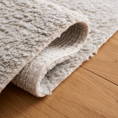 Grey and Ivory Hand-Knotted Washable Area Rug, 5' x 8'