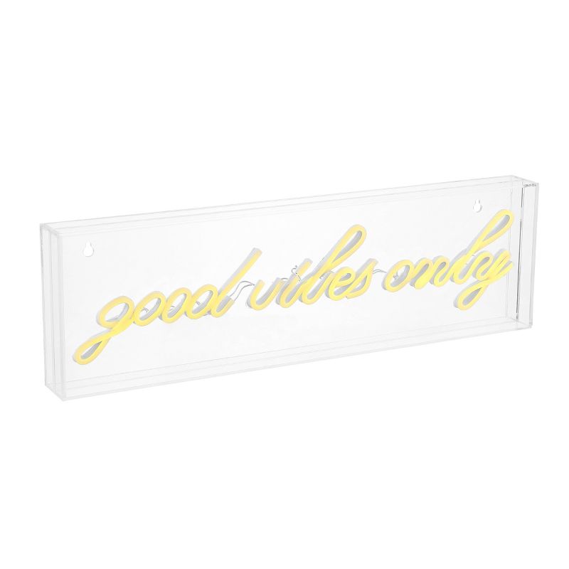 20&#34; x 6&#34; Good Vibes Only Contemporary Glam Acrylic Box USB Operated LED Neon Light Yellow - JONATHAN Y, 2 of 7