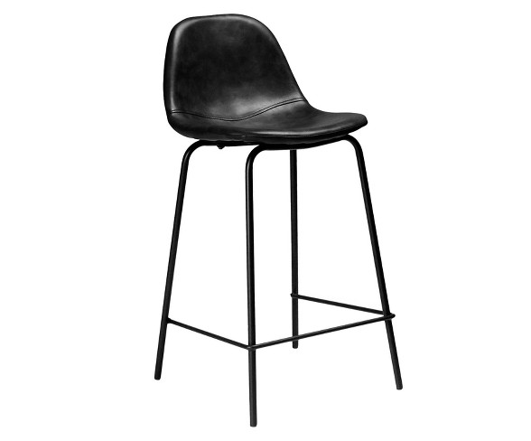 Maxine Modern Upholstered Faux Leather Counter Stool (Set of 2) - Charcoal - Aeon
