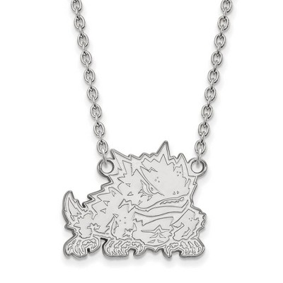 Black Bow Jewelry 10k White Gold Texas Christian Horned Frogs NCAA Necklace 18 Inch