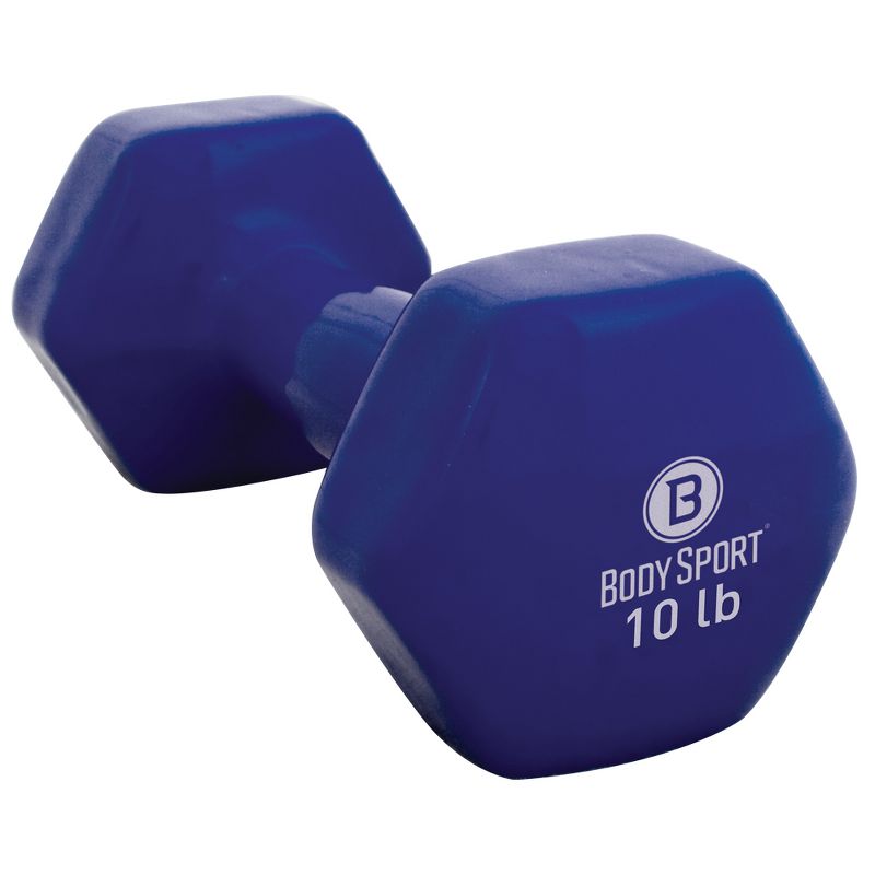 BodySport Vinyl Coated Dumbbell Weight, Strength Training Equipment for Home Gym, 10 lb., Dark Blue, 1 of 8