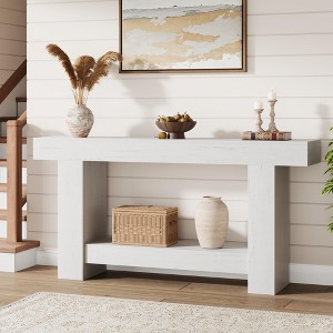 47/63 Inch Console Table, Farmhouse Style Console Table for Living Room, 2-tier Large Sofa Table with Storage, Wooden Console Table - 1 of 4