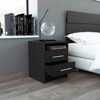 TIRAMISUBEST Black Nightstand with Metal Handles, Industrial Bedroom Storage - 3 of 4
