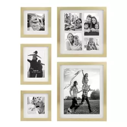 5pc Decorative Stamped Photo Frame Set Gold - Stonebriar Collection