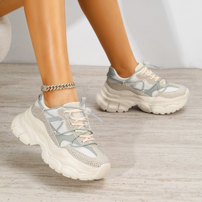 Женские кроссовки BERNESS Women's Rosa Chunky Rhinestone Mesh Sneakers White 8 — фото 8