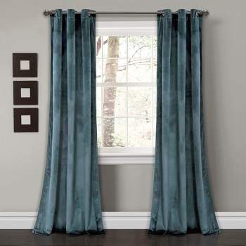 Home Boutique Prima Velvet Solid Light Filtering Window Curtain Panels Slate Blue 38X95 Set