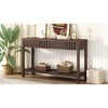 Ash Veneer Entryway Table with Classic Striped Design, 2 Drawers & Bottom Shelf, Fir Wood Legs for Living Room, Hallway, Study, Foyer - 4 of 4