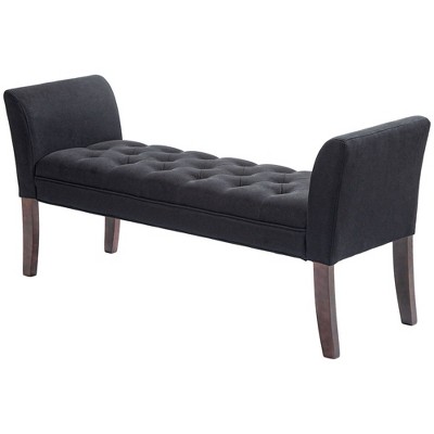 NicBex Modern 55" Bedroom Bench Wood Accent Stools with Arms and Button Tufted for Bedroom and Entryway