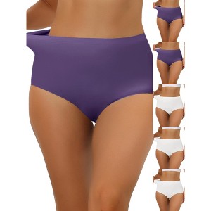 INSPIRE CHIC Women's Elastic High-Waisted Unlined Breathable No-Show Hipster Underwear 6 Packs - 1 of 4
