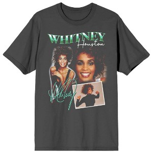 Whitney Houston Portrait Collage Unisex Adult Charcoal T-shirt - 1 of 3