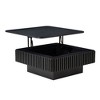 35.43 inModern Handcraft Drum Coffee Table Square Coffee Table for Living Room,Lift Top Wooden Coffee Table with Hidden Storage Space,Black Color - 2 of 4