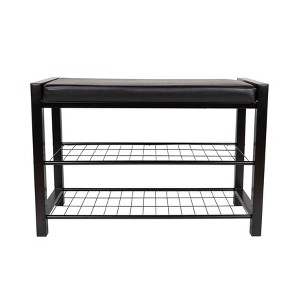 27" Leatherette Entryway 2 Racks Shoe Bench - Danya B. - 1 of 4