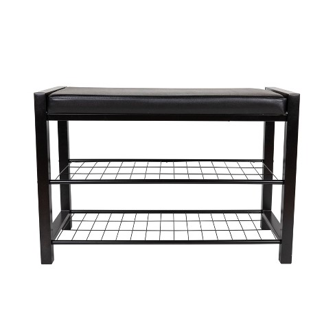 Tangkula 3-tier Industrial Shoe Rack Entryway Bench With Mesh Storage Shelf  : Target