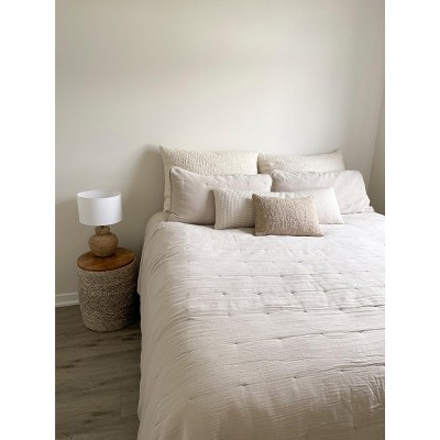 Cozy Beige Cotton Boucle Lumbar Pillow 14x20