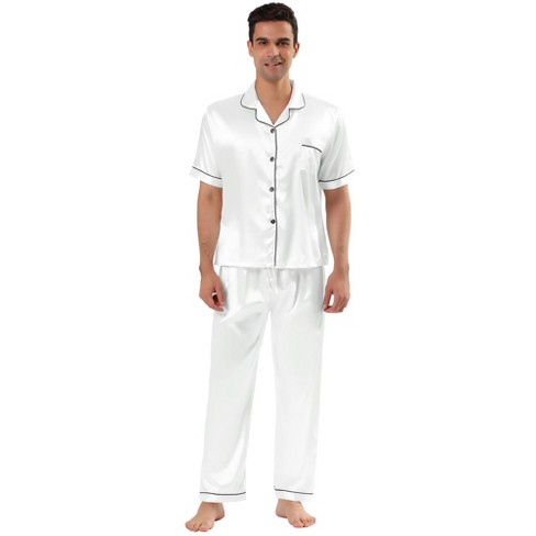 Lars Amadeus Men s Classic Satin Pajama Sets Short Sleeves Night