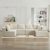 137.8" Corduroy Upholstery U-Shaped Cloud Modular Sectional Sofa with Right Chaise and Pillows, All-Foam Compression Design - 2 of 4