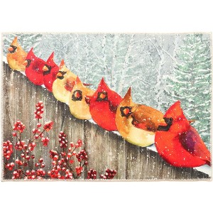 Olivia's Home Winter Cardinals on Fence Doormat – 22"x32" Indoor/Outdoor Holiday Entry Mat with Fence Design and Seasonal Red Birds - 1 of 2