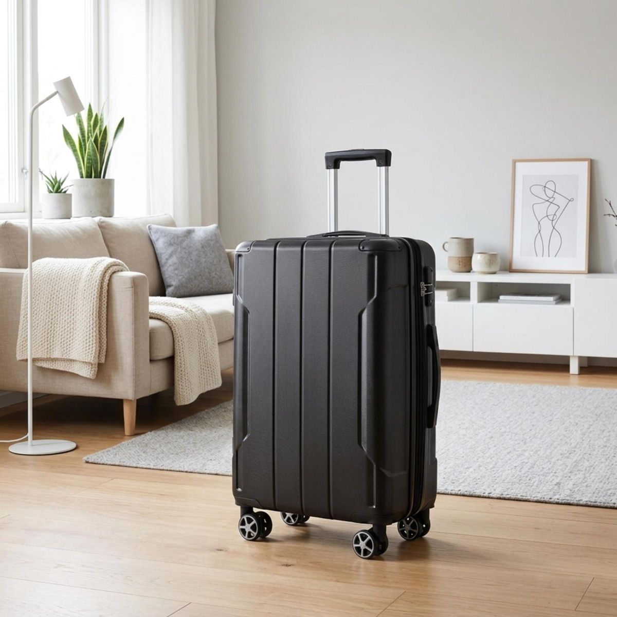 Polibi 24 Inch Luggage, Lightweight ABS Carry-On Suitcase with Double Spinner Wheels, TSA Lock - thumbnail 2