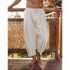 COOFANDY Men's Cotton Linen Harem Pants Drawstring Casual Cropped Trousers Lightweight Loose Beach Yoga Pants with Pockets - 2 of 4