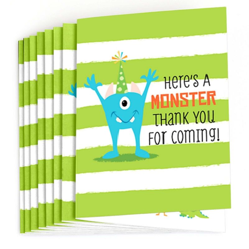 Big Dot of Happiness Monster Bash - Little Monster Birthday Party or Baby Shower Thank You Cards (8 count), 2 of 6