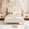 Twin Size Upholstered Bed Frame with Adjustable Headboard and Footboard, Velvet Princess Platform Bedframe for Kids/Girls, Wooden Slats Support - 3 of 4