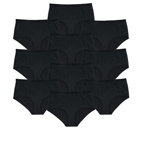 Comfort Choice Women's Plus Size Nylon Brief 5-pack - 10, Black : Target